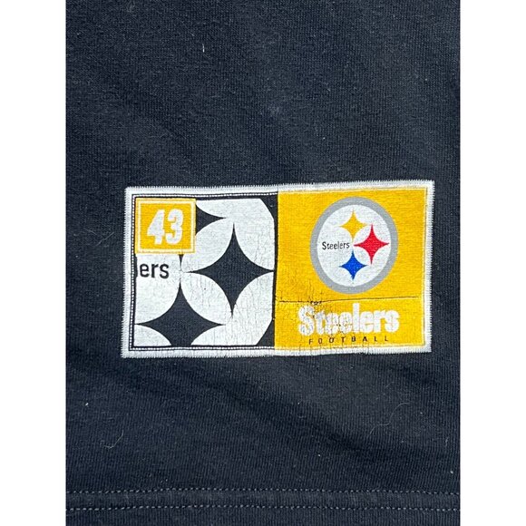 Majestic Pittsburgh Steelers Troy Polamalu 43 Black Crewneck T-Shirt Men's XL - Picture 2 of 9